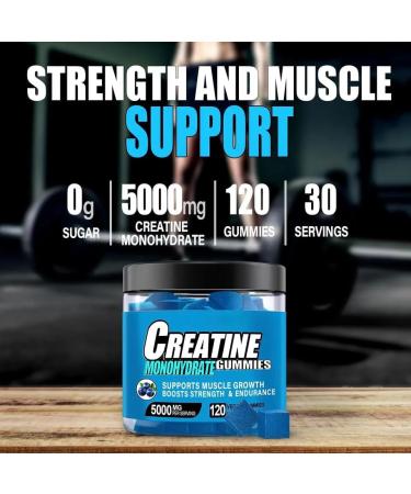 Buy RELIBLE LLC Creatine Monohydrate Gummies - 5g Creatine for Strength & Muscle Vegan & Sugar-Free Blueberry Flavor 120 Count - International Shipping Available - Buy Online on GoSupps.com