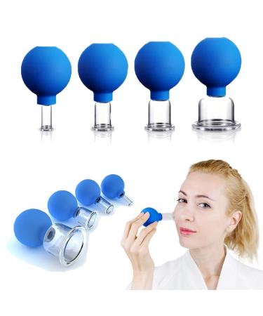 4 PCS Glass Facial Cupping Set | Silicone Vacuum Suction | Cupping Massage Therapy | A Kit For Anti Cellulite, Anti Wrinkle and Instantly Ageless Skin | For Eyes, Face and Body