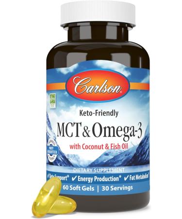 Carlson - MCT & Omega-3 Coconut Oil Caprylic & Capric Acids EPA & DHA Energy Production Fat Metabolism & Brain Health 60 Softgels 60 Count (Pack of 1) - Buy Online on GoSupps.com