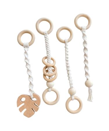 Zerodeko 4pcs Ornament Newborn Stuff Room Decor Newborn Gifts Wood Hanging Newborn Chew Hanging Rattle Crinkle Room Decors Newborn Gym Pendants Fitness