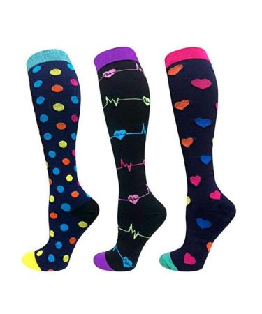 Zlyj 3 pairs compression stockings for women men (20-30mmhg) compression socks Compression socks stockings compression running socks for sports flight b l