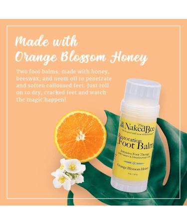 The Naked Bee Orange Blossom Honey Restoration Foot Balm 2 oz - 2 Pack - Buy Online on GoSupps.com