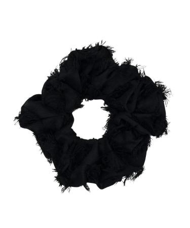 Kitsch Brunch Hair Scrunchie for Women, Stylish Hair Elastic, Hair Tie for Thick Hair & Thin Hair, Hair Band, Black Hair Tie for Girls & Women, Ponytail Holder, Hair Accessory for Women- Frayed Black