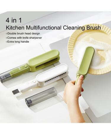 4 in 1 Kitchen Multifunctional Cleaning Brush 2024 New Dish Scrubber Brush with Long Handle Kitchen Tool Cleaning Brush for Cleaning Kitchen Knife Dish Pot lid Cup Lid (Color : White) - Buy Online on GoSupps.com