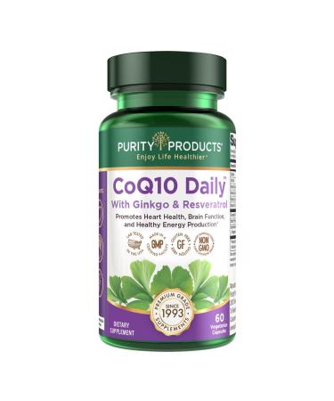 Purity Products CoQ10 Daily Super Boost with Ginkgo and Resveratrol from Supports Healthy Energy Levels and Healthy Brain Function - 60 Vegetarian Capsules 60 Count (Pack of 1)
