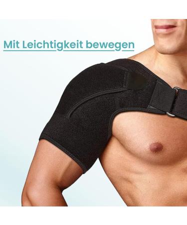 Meion Neuleben Recover: Adjustable Neoprene Shoulder Support Bandage for Stability & Pain Relief - Unisex for Left/Right Shoulder - Ideal for Arthritis & Luxation - Black - Buy Online on GoSupps.com
