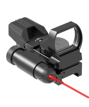 Feyachi RSL-18 Reflex Sight - 4 Reticle Red & Green Dot Sight Optics with Integrated Red La-ser Sight Less Than 5mW Output