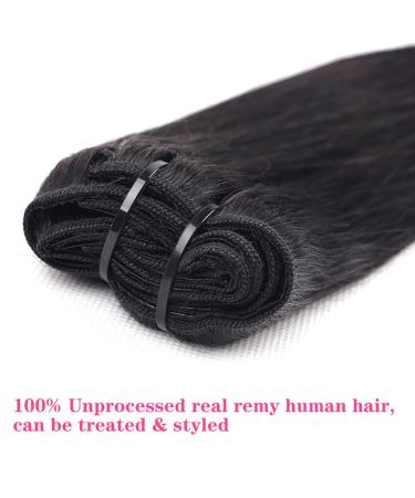 Mihugass Remy Clip in Hair Extensions 14 Brazilian Silky Straight 8pcs/120g Set - Natural Black for Black Women - Buy Online on GoSupps.com