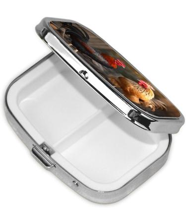 Buy Cute Rooster & Chicken 2 Compartment Pill Case | Small Travel Pill Organizer for Purse | Perfect Gift for Travelers - Buy Online on GoSupps.com