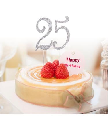 TOYMYTOY 25 Cake Topper for 25th Birthday Party or Anniversary Crystal Rhinestones Decorative Cake Topper for Party Supplies (Silver) - Buy Online on GoSupps.com