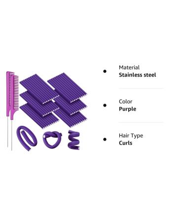 60-Piece Flexible Foam Hair Rollers Set for Women and Girls - No Heat Curling Rods with Stainless Steel Rat Tail Flexible Rods - Purple, 0.3 x 7 Inch - Buy Online on GoSupps.com