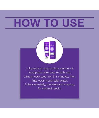 QPJUVC Lysozyme Purple Whitening Toothpaste color correcting toothpaste for yellow teeth stain removal fresh breath tooth enamel care sensitive toothfriendly oral care gel 3 - Buy Online on GoSupps.com