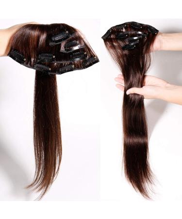 Clip In Hair Extensions - Remy Human Hair Double Thick Dark Brown #2 (16 40cm 40g) - Real Hairpiece for Effortless Volume - Buy Online on GoSupps.com