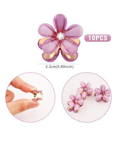 Mini Diamond Hair Clips - 10 Pcs Violet Flower Clips for Women & Girls Perfect for Everyday Parties & Weddings - Hair Jewelry - Buy Online on GoSupps.com