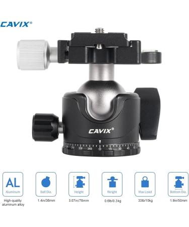 CAVIX 36mm Ball Head Mount with Arca Swiss Plate for DSLR Camera - 33lb Load - Buy Online on GoSupps.com