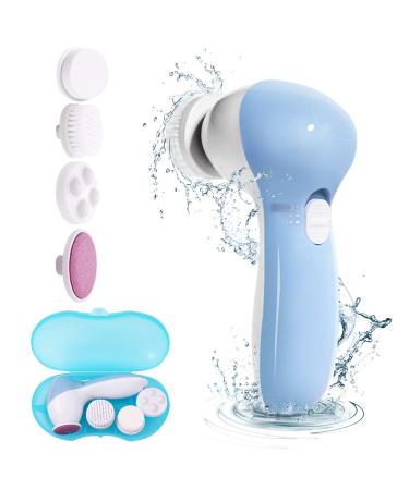 MOSCHOW Face Cleansing Brush with Travel Case 4-in-1 Set Waterproof Facial Cleansing Brush with 4 Exfoliating Brush Heads for Deep Cleansing (Blue) - Buy Online on GoSupps.com