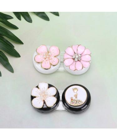 ARTIBETTER 2 Pairs Contact Lens Box Kit | Rhinestone Flower Pattern Travel Case | Portable Storage for Lenses - Buy Online on GoSupps.com