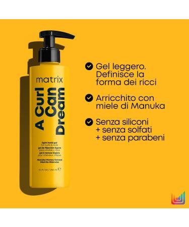 Matrix Oil for Curly and Wavy Hair Defined Shape for Detangled and Luminous Hair Enriched with Vitamin E and Sunflower Oil Light Texture A Curl Can Dream 150 ml - Buy Online on GoSupps.com