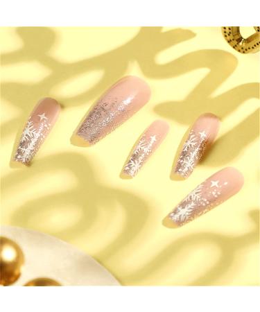 Short Fake Nail Full Cover with Glue Detachable Snowflakes Pink Christmas Press on Nails 24 Pieces Finger Nail Art Tips for Nail Salons and Women DIY Nail Art - Buy Online on GoSupps.com