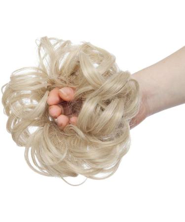 Scrunchy Bun Hairpiece | Wavy Curly Messy Updo Extension in Modern Ash Blonde Mix - Buy Online on GoSupps.com
