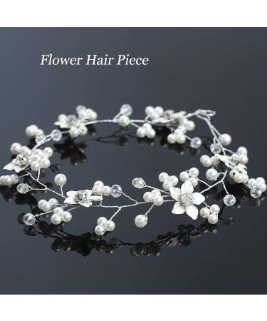 JAKAWIN Silver Bridal Flower Hair Vine Headpiece - Wedding Hair Accessory for Women - Buy Online on GoSupps.com