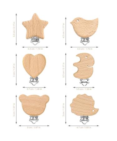 Ruby 6-Pack Natural Wood Pacifier Clips - Metal Animal Holder & Baby Accessories - Buy Online on GoSupps.com