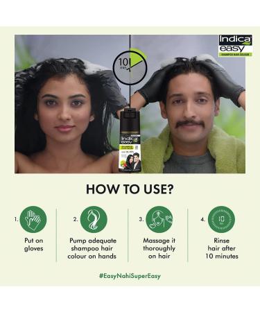 Indica Easy Shampoo Hair Colour - Natural Black 180ml | International Shipping Available - Buy Online on GoSupps.com