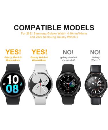 Samsung Galaxy Watch 5/4 40mm Screen Protector Case + Tempered Glass Film Set - 6 Pack Hard PC Cover + 8 Pack Protective Bumper Shell - Black, Silver, Pink, Clear, Rose Gold, Leopard - Buy Online on GoSupps.com