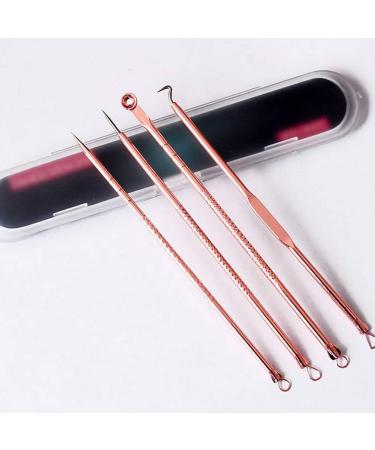4-Piece Blackhead Remover Tool Kit - Stainless Steel Pimple and Whitehead Extractor Set in Rose Gold - Perfect Acne Solution - Buy Online on GoSupps.com