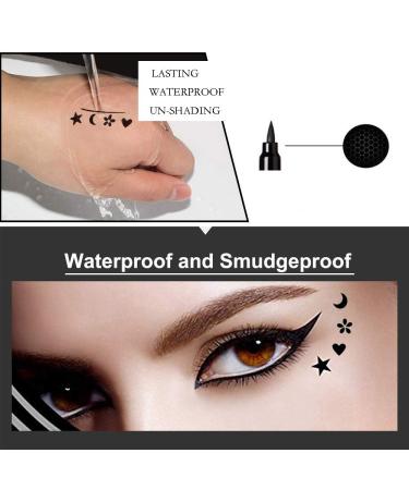 FATUXZ Double-headed Liquid Eyeliner Pen Stamp Set - Waterproof, Smudgeproof, Long Lasting - 4 Heart/Moon/flower/Star Shape Stamp Styles Included - Buy Online on GoSupps.com