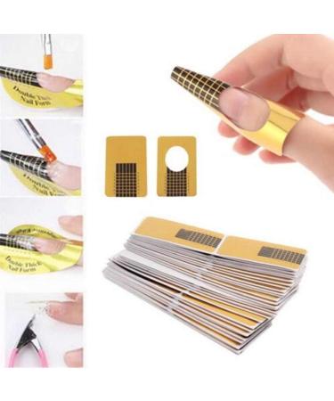 100 Self-Adhesive Nail Templates - Golden Gel Nail Modeling & Extension Stencils | International Shipping - Buy Online on GoSupps.com