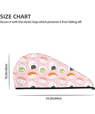 Quick-Dry Hair Towel Wrap - Cute Sushi Design | Button Closure Hair Drying Turban - Buy Online on GoSupps.com
