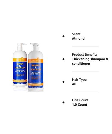 Renpure Biotin & Collagen Thickening Shampoo and Conditioner Set - 32 oz | Sulfate & Paraben Free, Gluten and Sodium Chloride Free - Buy Online on GoSupps.com