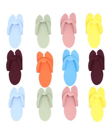 Lurrose 12 Pairs Disposable Pedicure Slippers Foam Flip Flops for Spa Pedicures Nail Salon Home Use