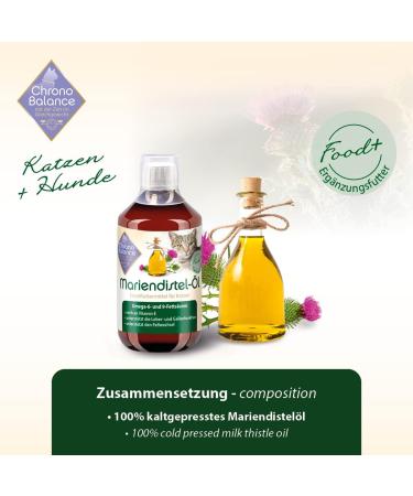 Shop Chronobalance 250ml Milk Thistle Oil for Cats | Natural Nutritional Supplement for Fur & Skin Health | Rich in Vitamin E Omega-6 & Omega-9 | Dosing Cups Included - Buy Online on GoSupps.com