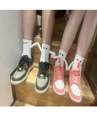 Balleenshiny Funny Magnetic Suction 3D Doll Couple Socks - Unisex One Size 2 Pairs White - Buy Online on GoSupps.com