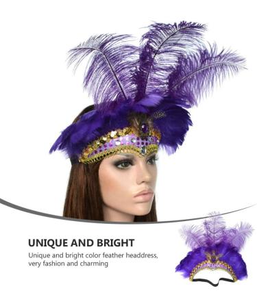 FRCOLOR Feather Headband Vintage Fascinator Carnival Headpiece Party Masquerade Pageant Show Headdress (Purple) - Buy Online on GoSupps.com