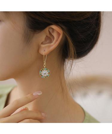 Vintage Colorful Crystal Round Drop Earrings for Women | Geometric Rhinestone Jewelry - Buy Online on GoSupps.com