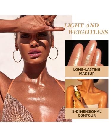 2-Pcs Waterproof Body Shimmer Oil Set - Rose Gold & Glistening Bronze Glow | Face & Body Highlight Illuminator 80ml - Buy Online on GoSupps.com