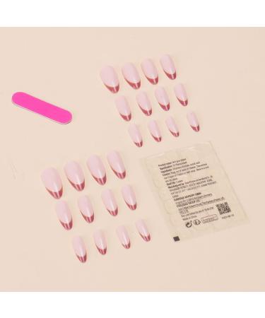 24Pcs/Set Press On Nails Mid Length Pink False Nails Acrylic Fake Nails Full Cover Nails Tips Artificial Finger Manicure Press on nails for Women and Girls - Buy Online on GoSupps.com