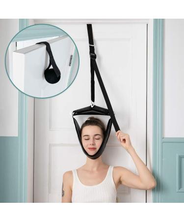 Cervical Neck Traction Device Portable Over Door Device for Neck Pain Relief, Overhead Traction Stretcher Home Physical Therapy for Arthritis, Disc Bulges and Spinal Decompression(Black)