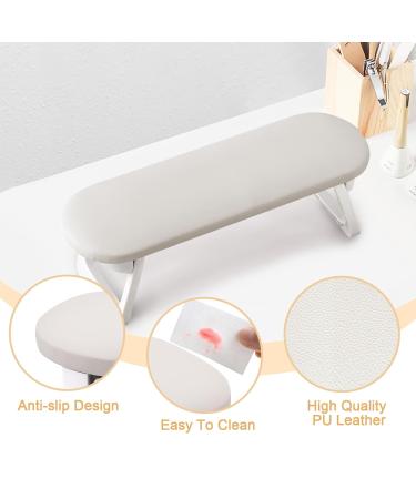 Subay Nail Arm Rest - Foldable PU Leather Cushion for Acrylic Nails | Nail Art Accessories for Salon & Home Use - Light Gray - Buy Online on GoSupps.com