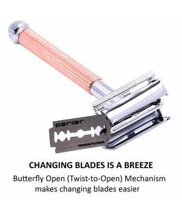 Parker 29L Red Gold Long Handle Butterfly Double-Cut Razor Planer for Men & Women | Includes 5 Premium Platinum DE Blades - International Shipping - Buy Online on GoSupps.com