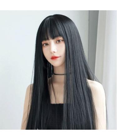 Hair Extensions for Women Wig Lady Black Long Hair Soft Girl Realistic Headwear Japanese Air Temperament Facial Thick Hair One Size Black - Buy Online on GoSupps.com
