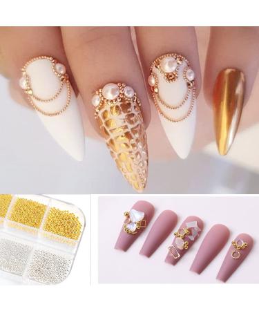 0.6mm Mini Stainless Steel Nail Beads - Gun Grey Rose Gold Caviar DIY Tool for Nail Art Decorations - 6 Sizes - Gold Color - Buy Online on GoSupps.com