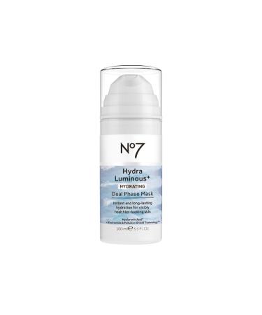 No7 HydraLuminous+ Hydrating Dual Phase Face Mask - Hyaluronic Acid Overnight Face Mask with Vitamin B3 Niacinamide for Skin Barrier Repair & Radiant-Looking Skin (3.5 Fl Oz)