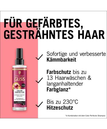 Gliss Kur Gliss Express Colour Perfector Repair Conditioner (10 x 200 ml) for Dyed Highlighted or Coloured Hair Heat Protection Up to 230 C - Buy Online on GoSupps.com