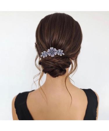 Crystal Bride Wedding Hair Comb - Purple Rhinestone Side Combs - Buy Online on GoSupps.com