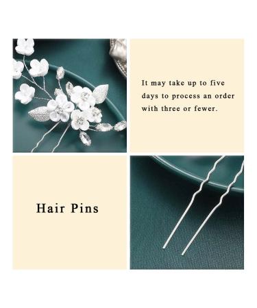 Silver Crystal Flower Bride Wedding Hair Pins - Pack of 2 | Bridal Hair Accessories for Women and Girls - Buy Online on GoSupps.com