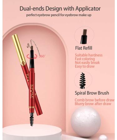 Whalrace Retractable Eyebrow Pencil - Dual-Sided Brow Pen with Brush | Long-Lasting & Waterproof Black Eyebrow Pencil - Buy Online on GoSupps.com